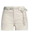 Liu •jo Woman Denim Shorts Cream Size 30 Cotton, Elastane