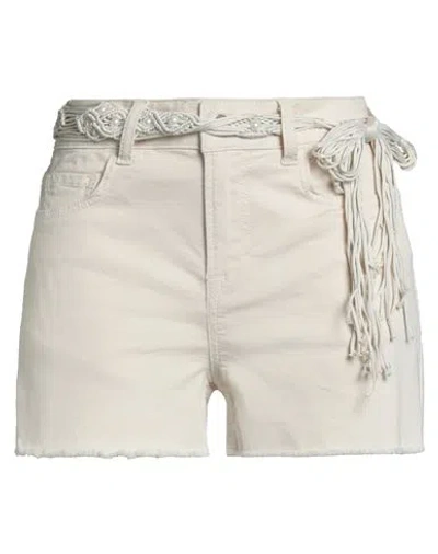 Liu •jo Woman Denim Shorts Cream Size 30 Cotton, Elastane