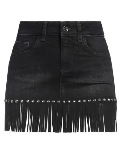 Liu •jo Woman Denim Skirt Black Size 24 Cotton, Elastane