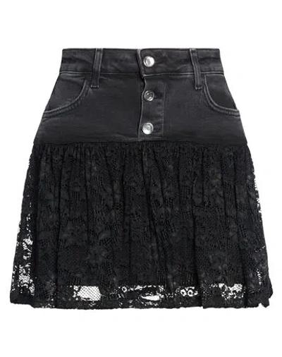 Liu •jo Woman Denim Skirt Black Size 24 Cotton, Elastane In Blue