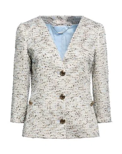Liu •jo Woman Jacket Azure Size 6 Polyester, Polyamide, Acrylic, Metallic Polyester In Gray