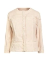 Liu •jo Woman Jacket Beige Size 12 Cotton, Elastane In Pink