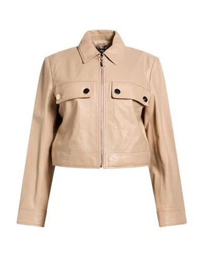 Liu •jo Woman Jacket Beige Size 4 Lambskin In Nude