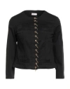 Liu •jo Woman Jacket Black Size 10 Cotton, Elastane In Transparent