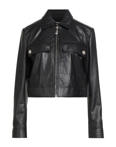 Liu •jo Woman Jacket Black Size 10 Lambskin