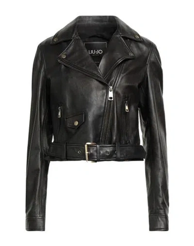 Liu •jo Woman Jacket Black Size 12 Lambskin