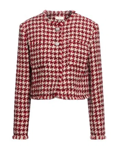 Liu •jo Woman Jacket Brick Size 6 Polyester, Metallic Fiber In Red