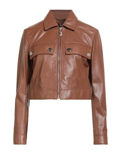 Liu •jo Woman Jacket Brown Size 8 Lambskin
