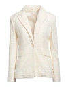 Liu •jo Woman Jacket Ivory Size 6 Cotton, Polyamide, Elastane In White