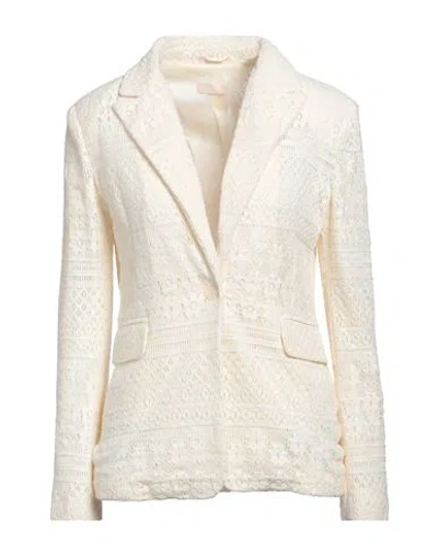 Liu •jo Woman Jacket Ivory Size 6 Cotton, Polyamide, Elastane In White