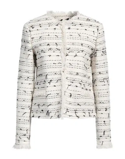 Liu •jo Woman Jacket Ivory Size 8 Cotton, Acrylic, Polyamide In White