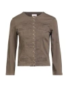 Liu •jo Woman Jacket Khaki Size 10 Cotton, Elastane In Brown