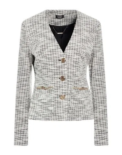 Liu •jo Woman Jacket Off White Size 6 Polyester, Cotton, Elastane In Gray