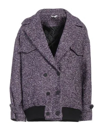 Liu •jo Woman Jacket Purple Size 6 Synthetic Fibers, Wool, Cotton, Alpaca Wool, Silk In Multi