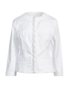 Liu •jo Woman Jacket White Size 10 Cotton, Elastane In White