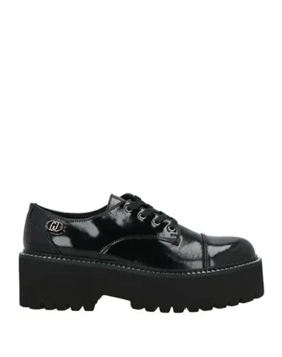 Liu •jo Woman Lace-up Shoes Black Size 8 Leather