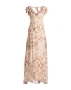 Liu •jo Woman Maxi Dress Beige Size 10 Silk, Viscose In Neutral
