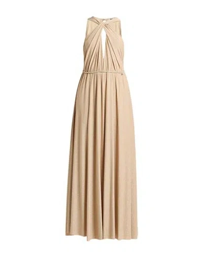 Liu •jo Woman Maxi Dress Beige Size 6 Viscose, Polyamide, Polyester, Elastane