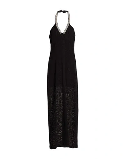 Liu •jo Woman Maxi Dress Black Size 10 Cotton, Polyamide, Elastane