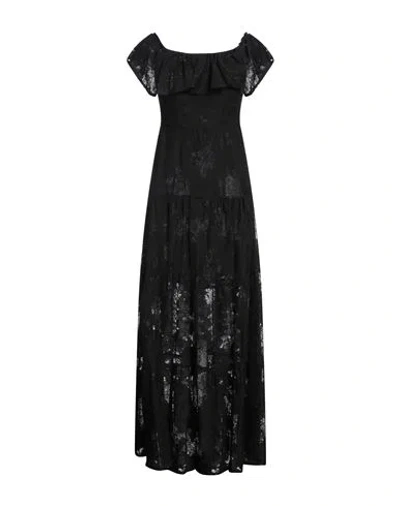 Liu •jo Woman Maxi Dress Black Size 2 Cotton, Polyamide