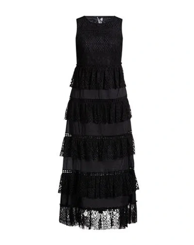 Liu •jo Woman Maxi Dress Black Size 6 Cotton, Polyamide In Brown