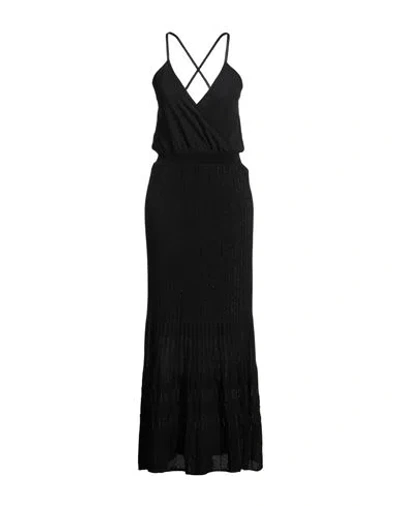 LIU •JO LIU •JO WOMAN MAXI DRESS BLACK SIZE S COTTON, VISCOSE, POLYESTER