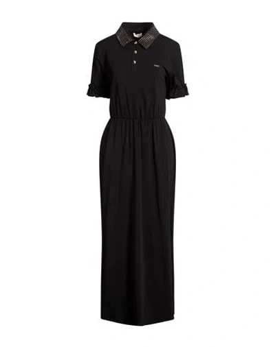 Liu •jo Woman Maxi Dress Black Size Xs Cotton, Elastane