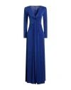 Liu •jo Woman Maxi Dress Blue Size 6 Cupro, Elastane In Blue