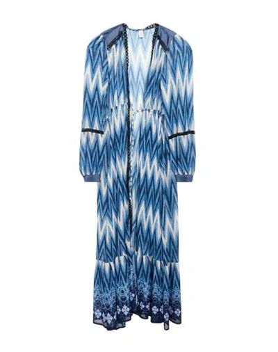 Liu •jo Woman Maxi Dress Blue Size 8 Polyester, Metallic Fiber, Viscose