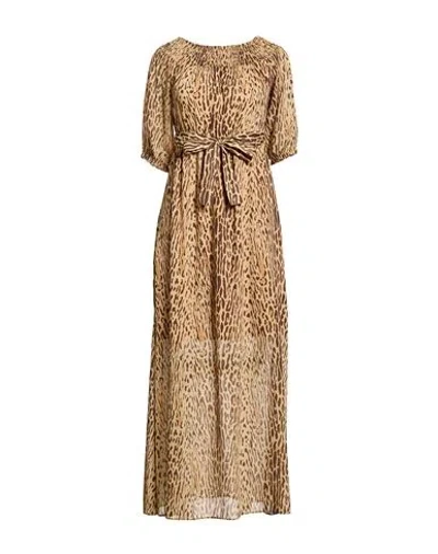 Liu •jo Woman Maxi Dress Camel Size 10 Polyester In Animal Print