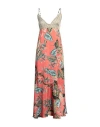 Liu •jo Woman Maxi Dress Coral Size L Polyester In Red