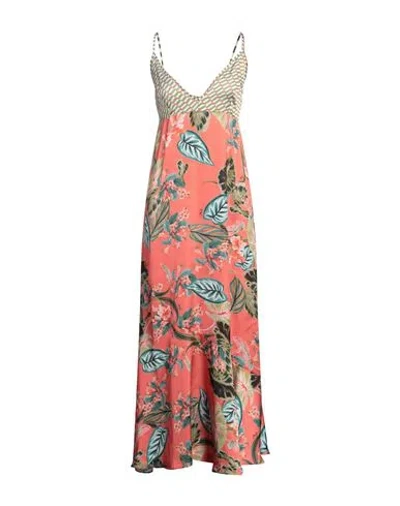 Liu •jo Woman Maxi Dress Coral Size L Polyester In Red