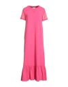 Liu •jo Woman Maxi Dress Fuchsia Size L Cotton, Elastane In Pink