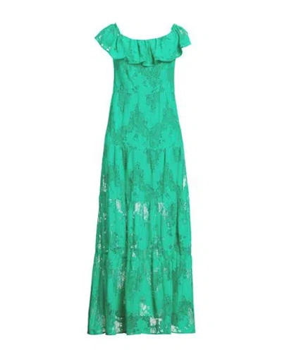 Liu •jo Woman Maxi Dress Green Size 10 Cotton, Polyamide