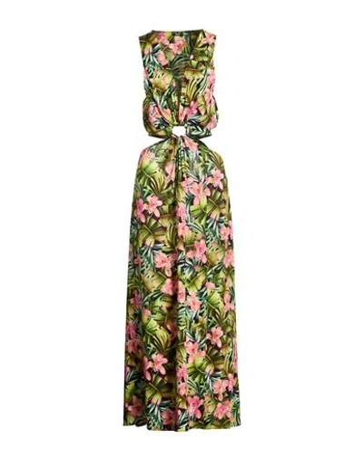 Liu •jo Woman Maxi Dress Green Size L Viscose In Multi