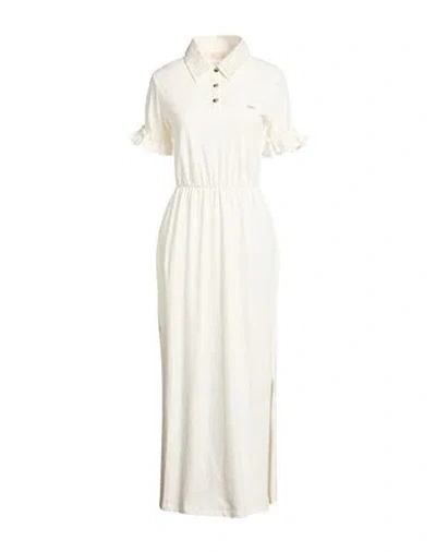 Liu •jo Woman Maxi Dress Ivory Size Xxs Cotton, Elastane In Neutral