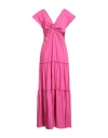 Liu •jo Woman Maxi Dress Magenta Size 10 Cotton, Polyamide, Elastane In Purple