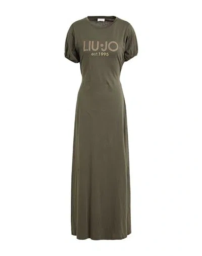 Liu •jo Woman Maxi Dress Military Green Size S Cotton