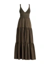 Liu •jo Woman Maxi Dress Military Green Size S Cotton, Elastane