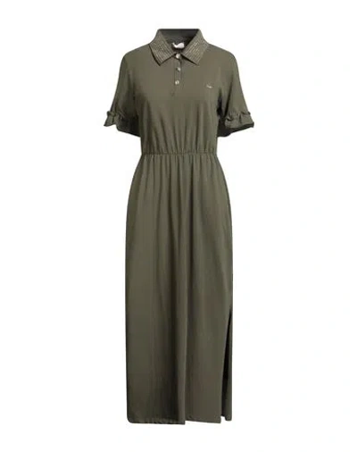 Liu •jo Woman Maxi Dress Military Green Size S Cotton, Elastane
