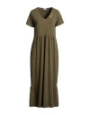 Liu •jo Woman Maxi Dress Military Green Size S Cotton, Elastane In Brown