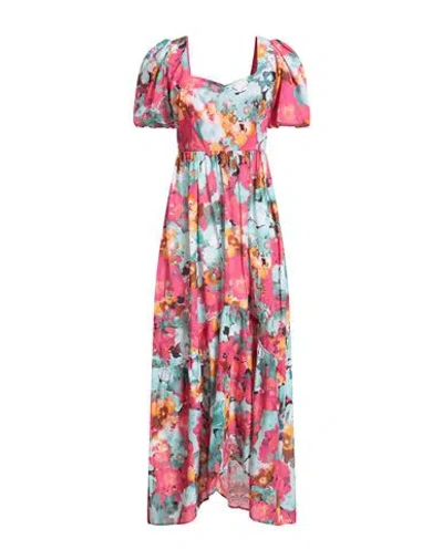 Liu •jo Woman Maxi Dress Pink Size 6 Cotton In Multi