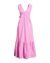 Liu •jo Woman Maxi Dress Pink Size 8 Cotton In Pink