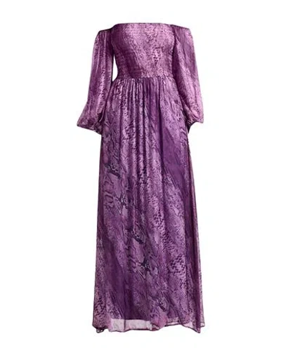 Liu •jo Woman Maxi Dress Purple Size 10 Silk, Viscose