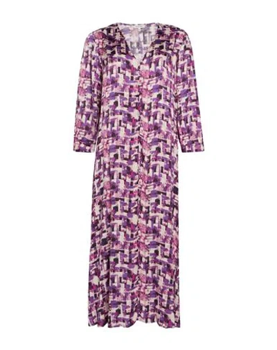 Liu •jo Woman Maxi Dress Purple Size 12 Viscose In Animal Print