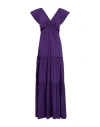Liu •jo Woman Maxi Dress Purple Size 8 Cotton, Polyamide, Elastane In Purple