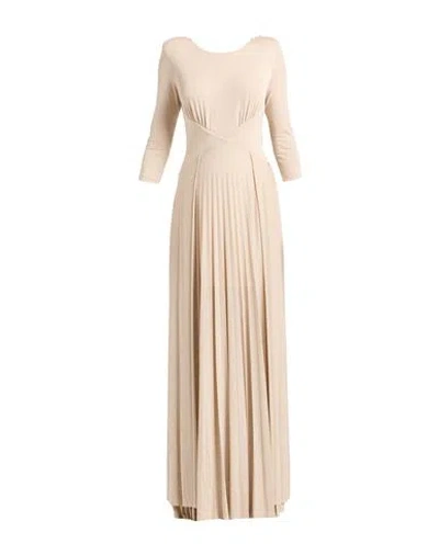 Liu •jo Woman Maxi Dress Sand Size 8 Viscose, Polyamide, Polyester, Elastane In Neutral