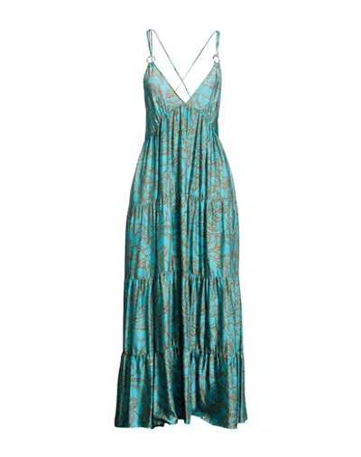 Liu •jo Woman Maxi Dress Turquoise Size 6 Viscose In Blue