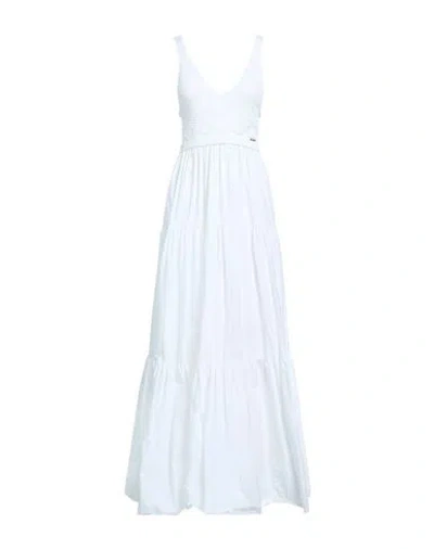 Liu •jo Woman Maxi Dress White Size M Cotton, Elastane