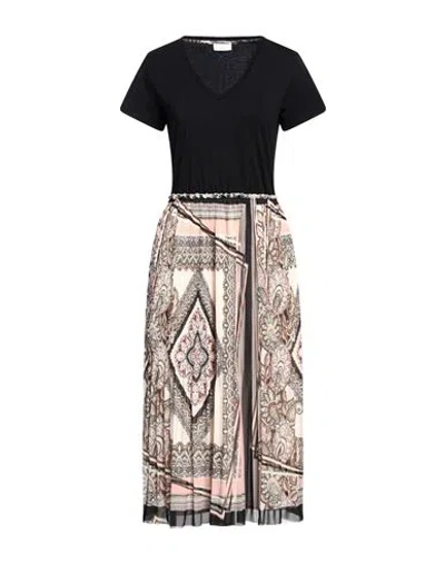 Liu •jo Woman Midi Dress Black Size 8 Polyester, Cotton, Elastane